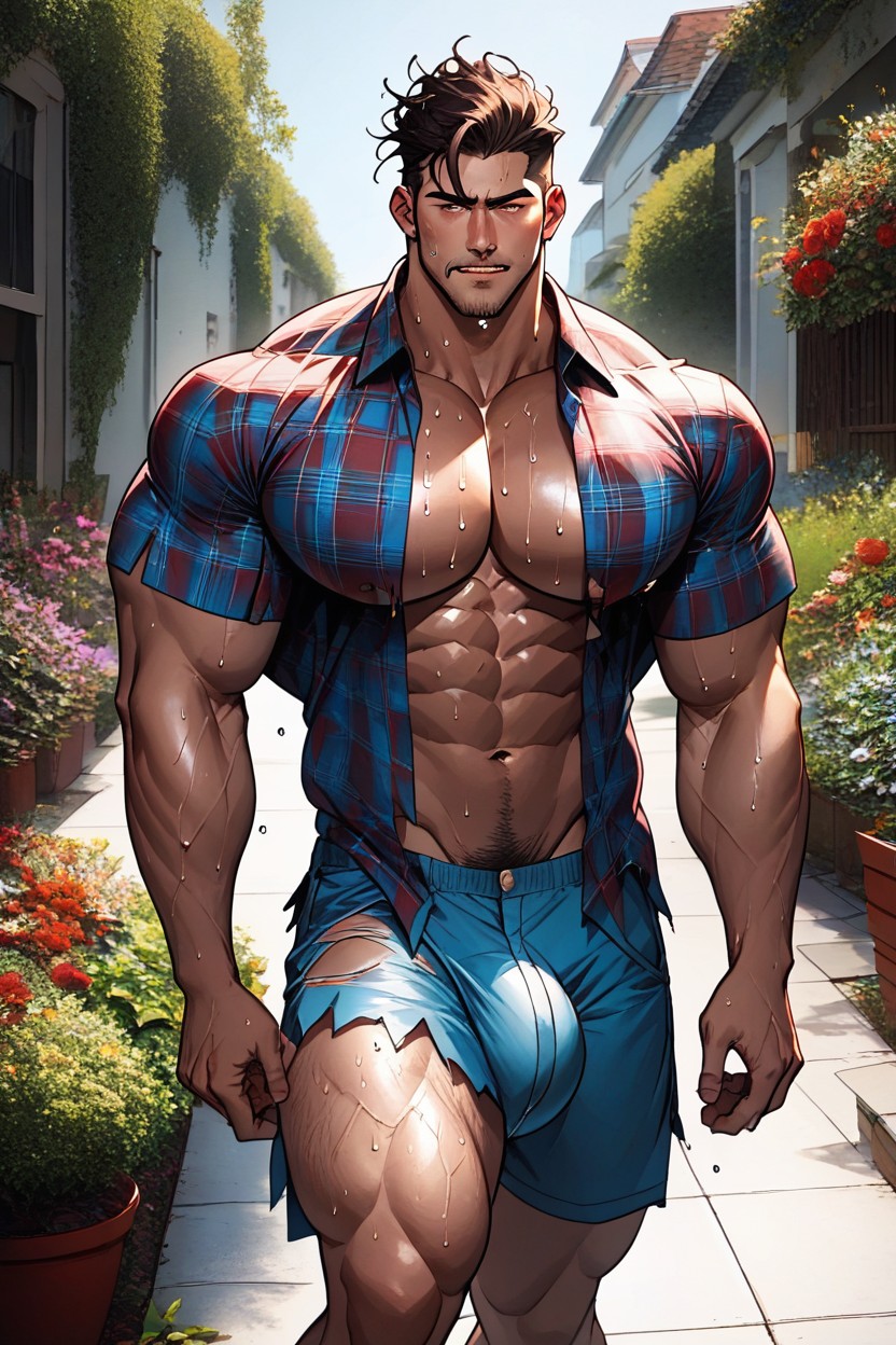 Ripped Shirt, Candid, Ripping Shirt AI Gay Porn