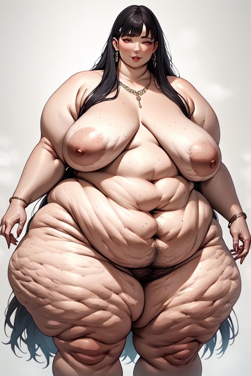 Deep Cellulite Craters, Completely Nude Body, Fat Tuberous Flesh Around Her Navel BBW AI Porn