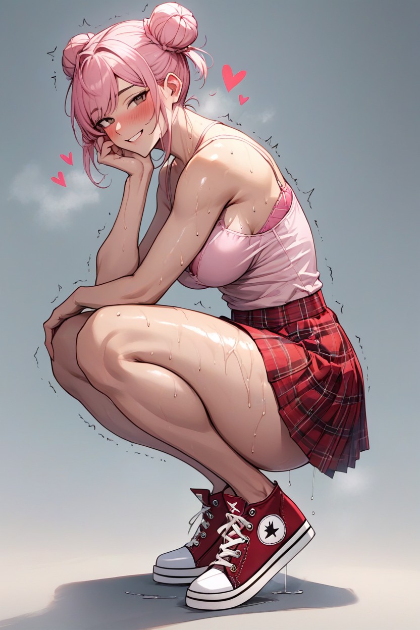 Pale Skin, Pink Hair, Hearts Hentai AI Porn
