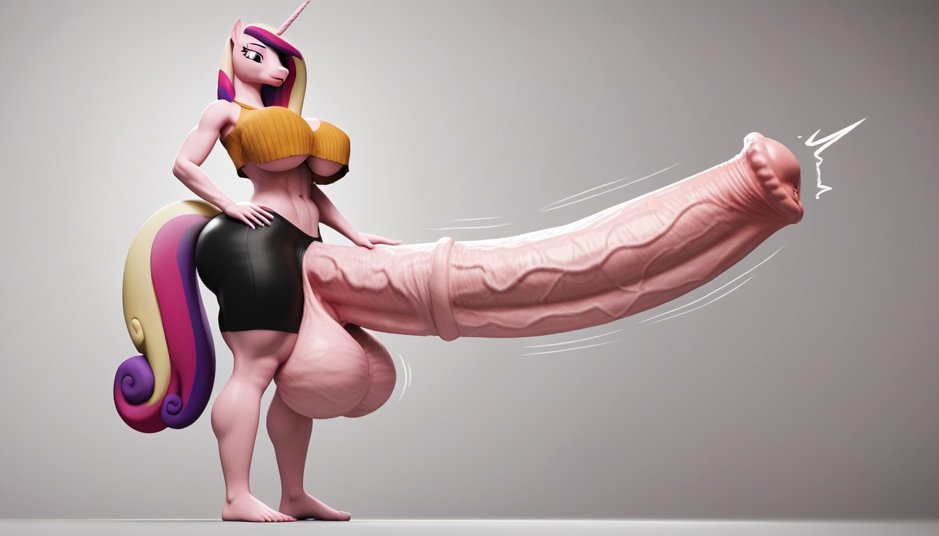 Hyper Penis, Penis Bigger Than Body, Crop Top Furry AI Porn