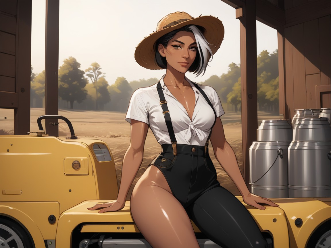 Industrial, Chest And Hips Proportionate, Saturated Colors Latina AI Porn