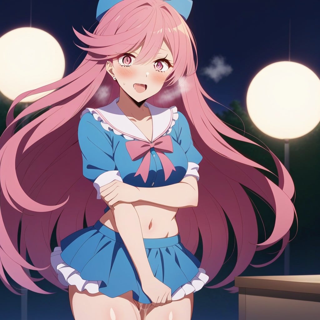 Large Pupils, Elaborate Pink Costume, Big Round Eyes Hentai AI Porn
