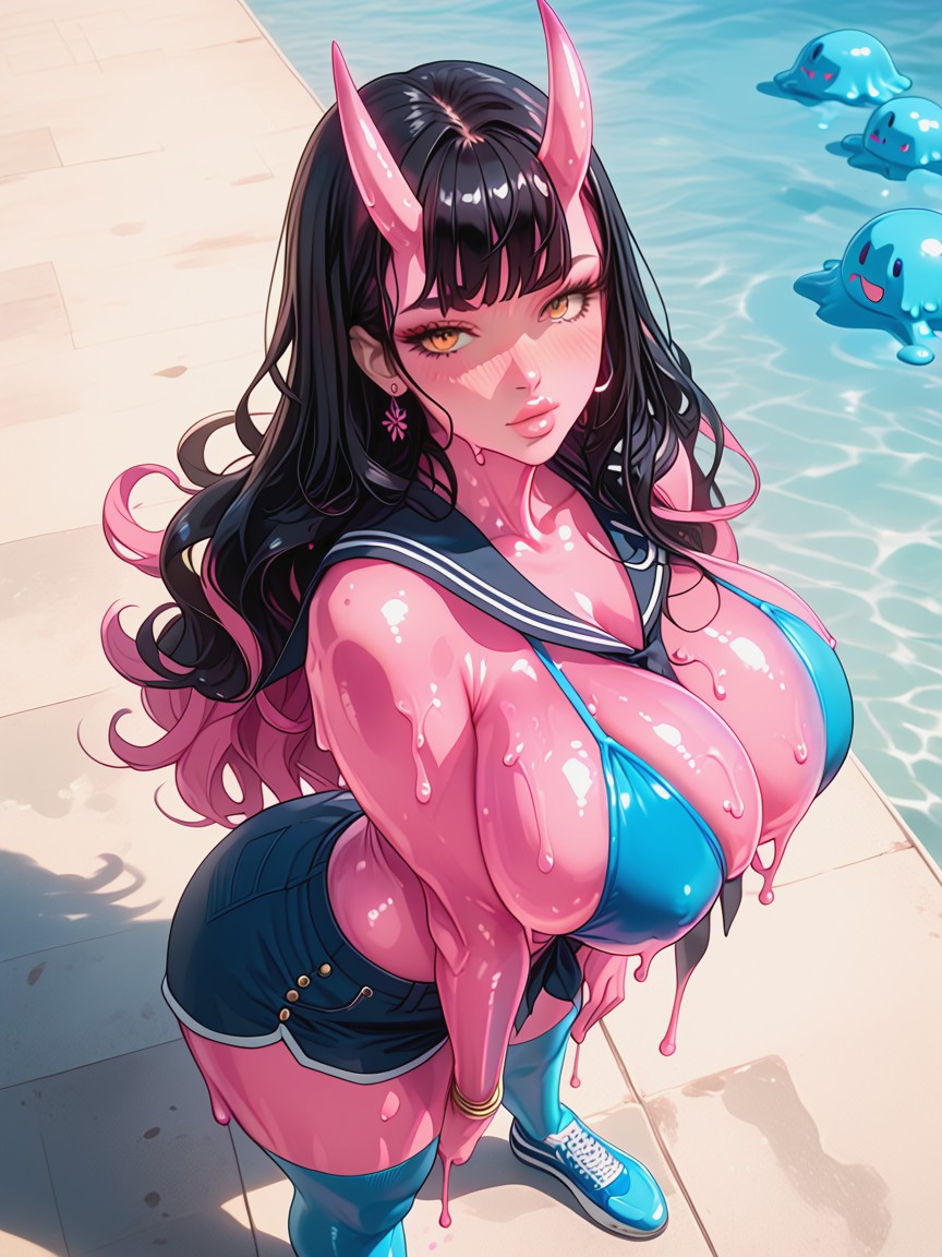 Happy, Extremely Slutty Gigantic Saggy Erotic Boobs, Details Hentai AI Porn