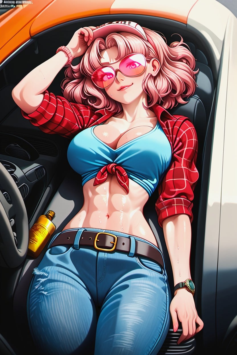 Belt, Woman Mechanic, Thighs Exposed Hentai AI Porn