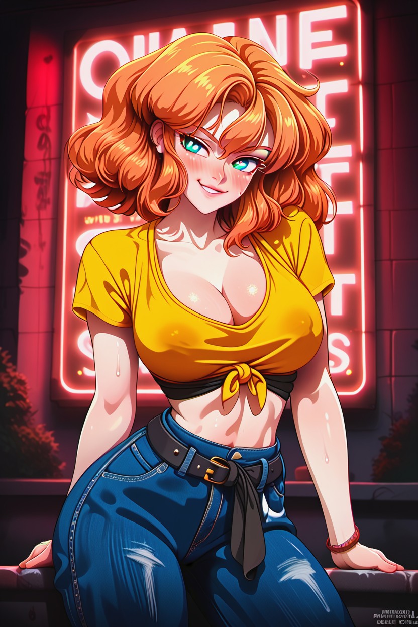 Tight Cropped Tank Top, Oil Stains, A Tool Belt Hentai AI Porn