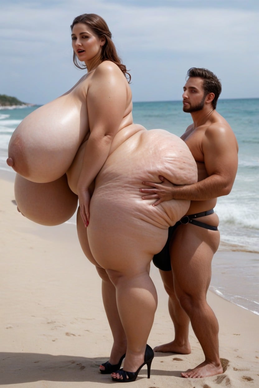 Beach, Pegging, Ssbbw BBW AI Porn