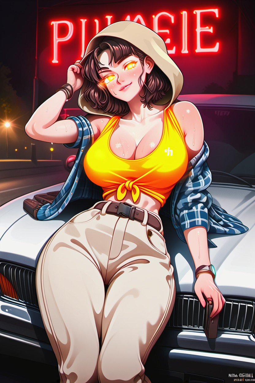 Sweat, Large Ass, Laying On Car Hentai AI Porn