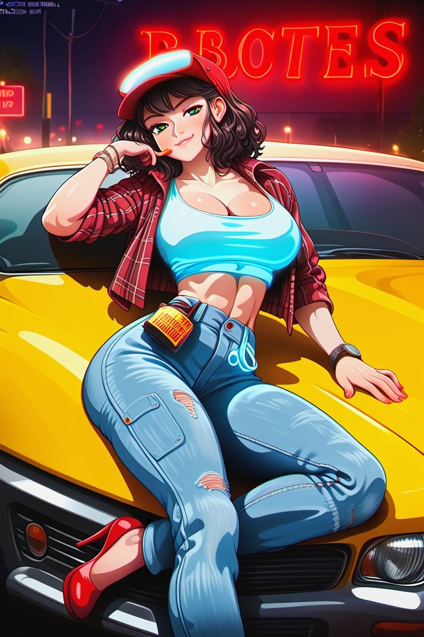 Magazine Cover, Oil Stains, Full Body Hentai AI Porn