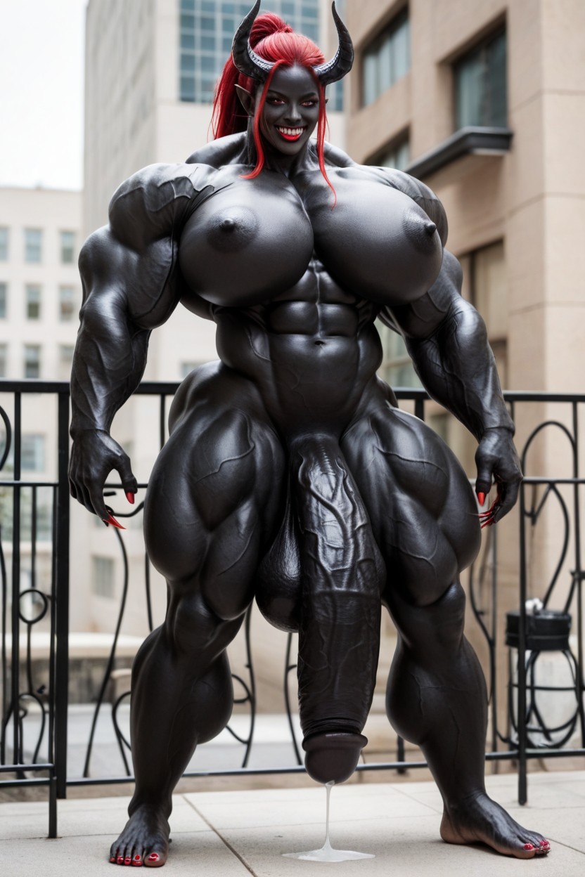 Outside, Thick Thighs, Gigantic Muscle Shemale AI Porn