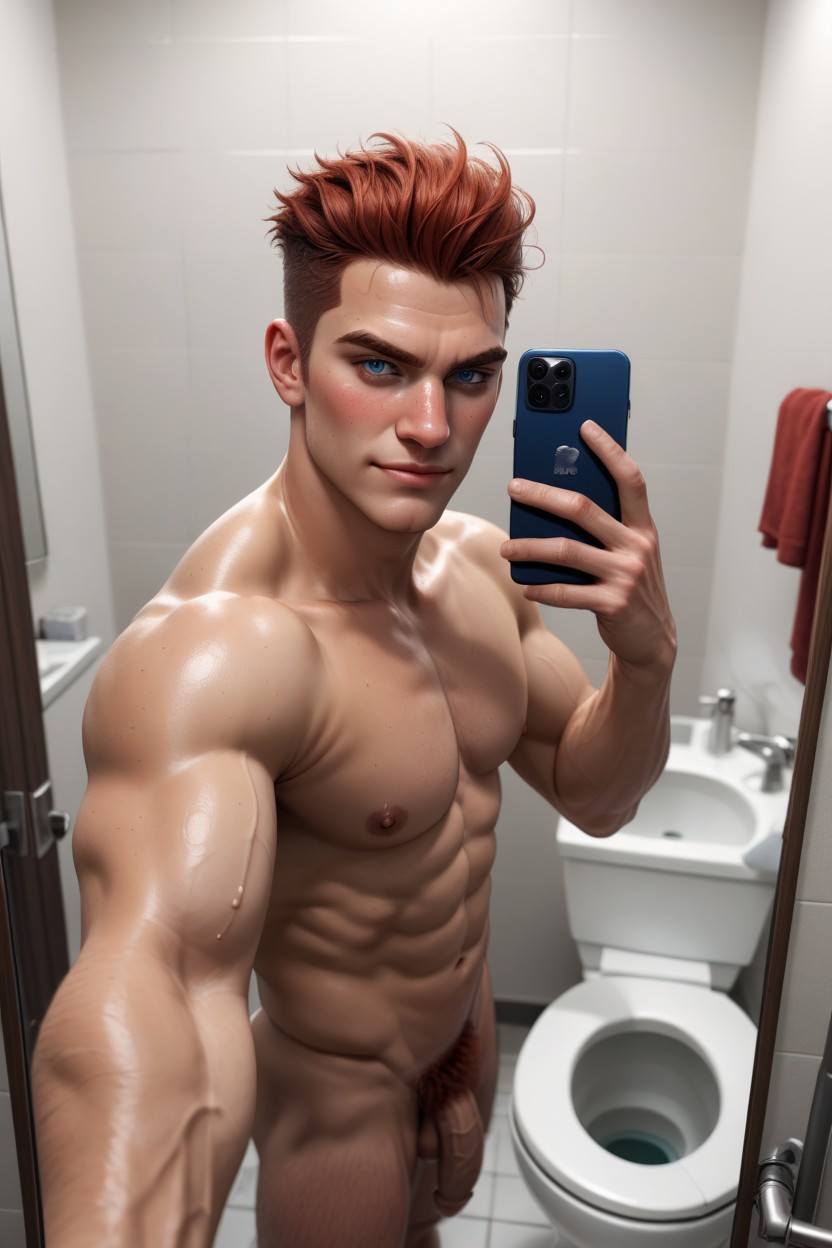Pubic Hair, Side View, Bathroom AI Gay Porn