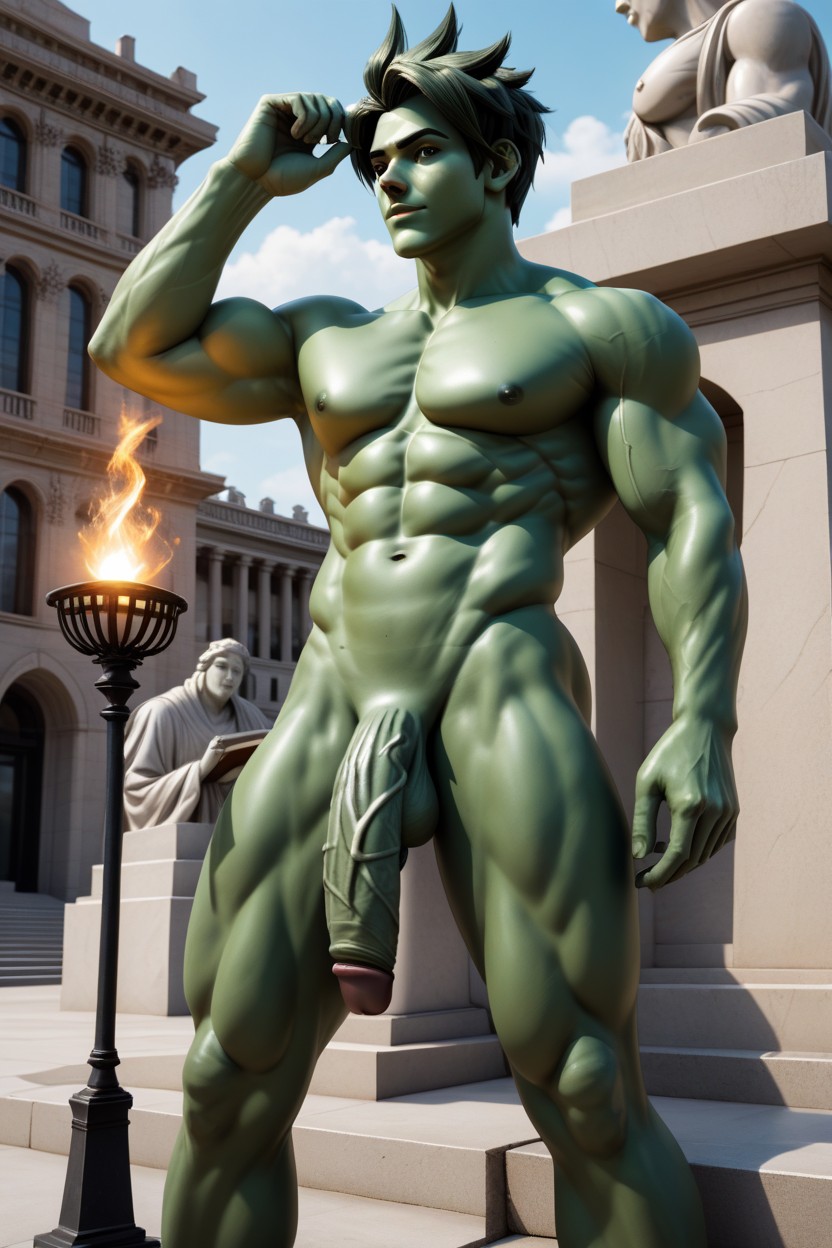 Waist Shot, Statue Of Liberty, Right Arm Up AI Gay Porn