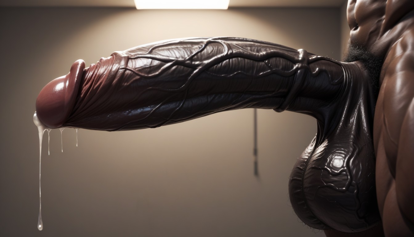 Totally Dark Black Skin, Gigantic Dark Cock Head, Massive Thickness AI Porn