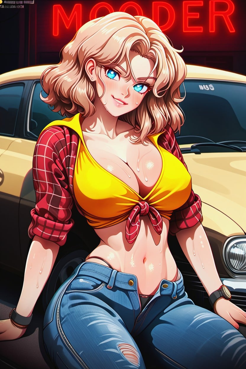 Thighs Exposed, Tight Cropped Tank Top, Large Ass Hentai AI Porn