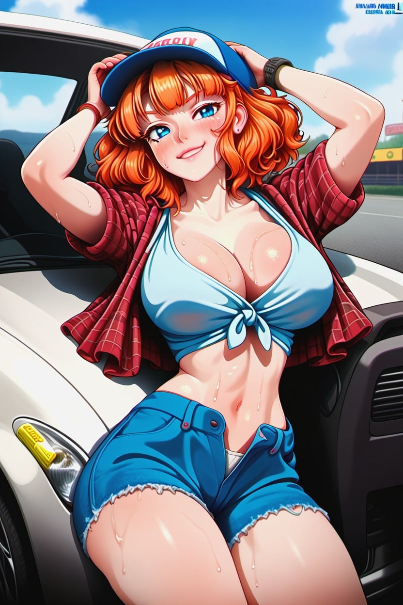 Sweat, Black Oil Stains, Magazine Cover Hentai AI Porn