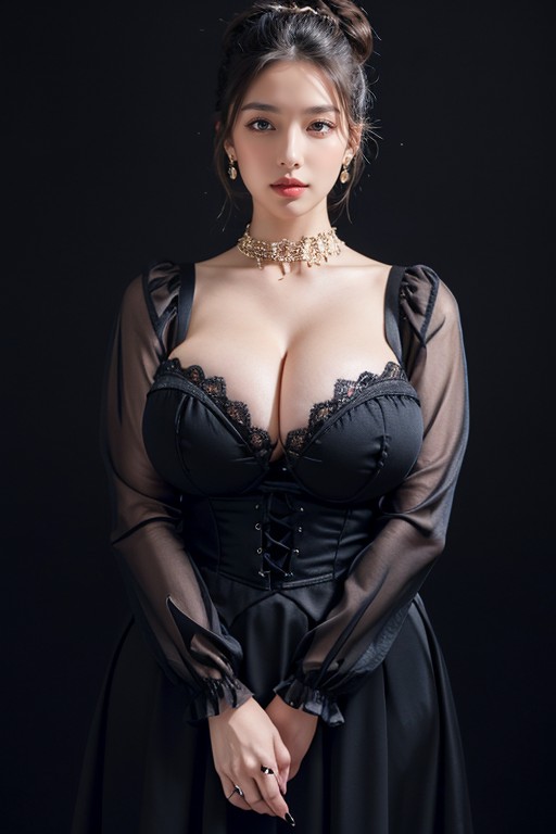 Very Woman Standing, Gothic Style, Jewelry Rings AIポルノ