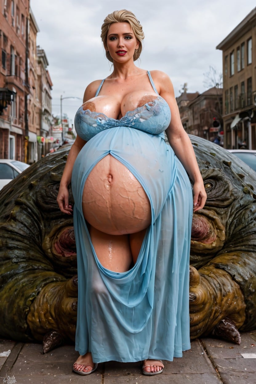 Full Body, Super Model, Hyper Bloated Pregnant Belly AI Porn