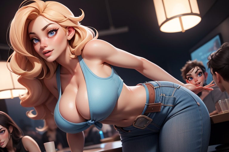 Woman Mechanic, Grease Smudge On Her Cheek, Laughing Hentai AI Porn