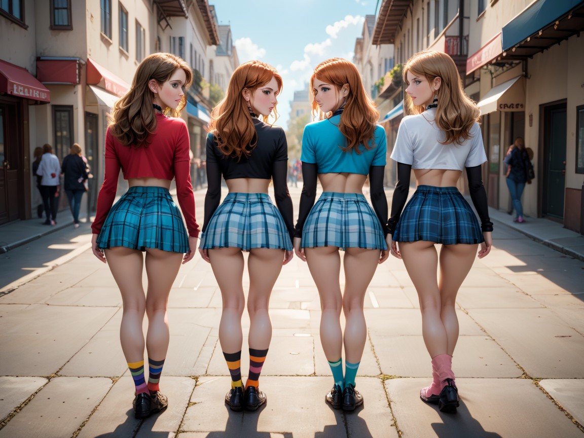 Sticking Asses Back, Lean Legs, Showing Pussies AIポルノ