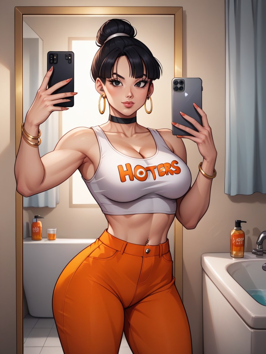 Hoop Earrings, Sunset, Cleavage Hentai AI Porn