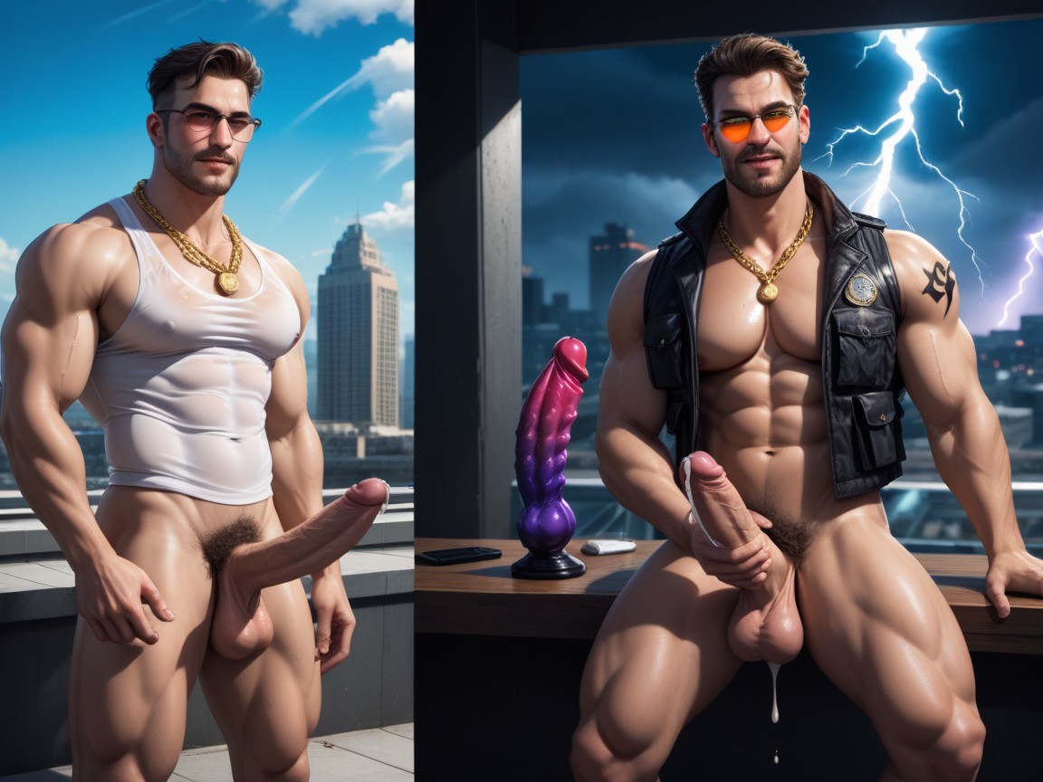 X-ray, Black Balls, Open Vest AI Gay Porn