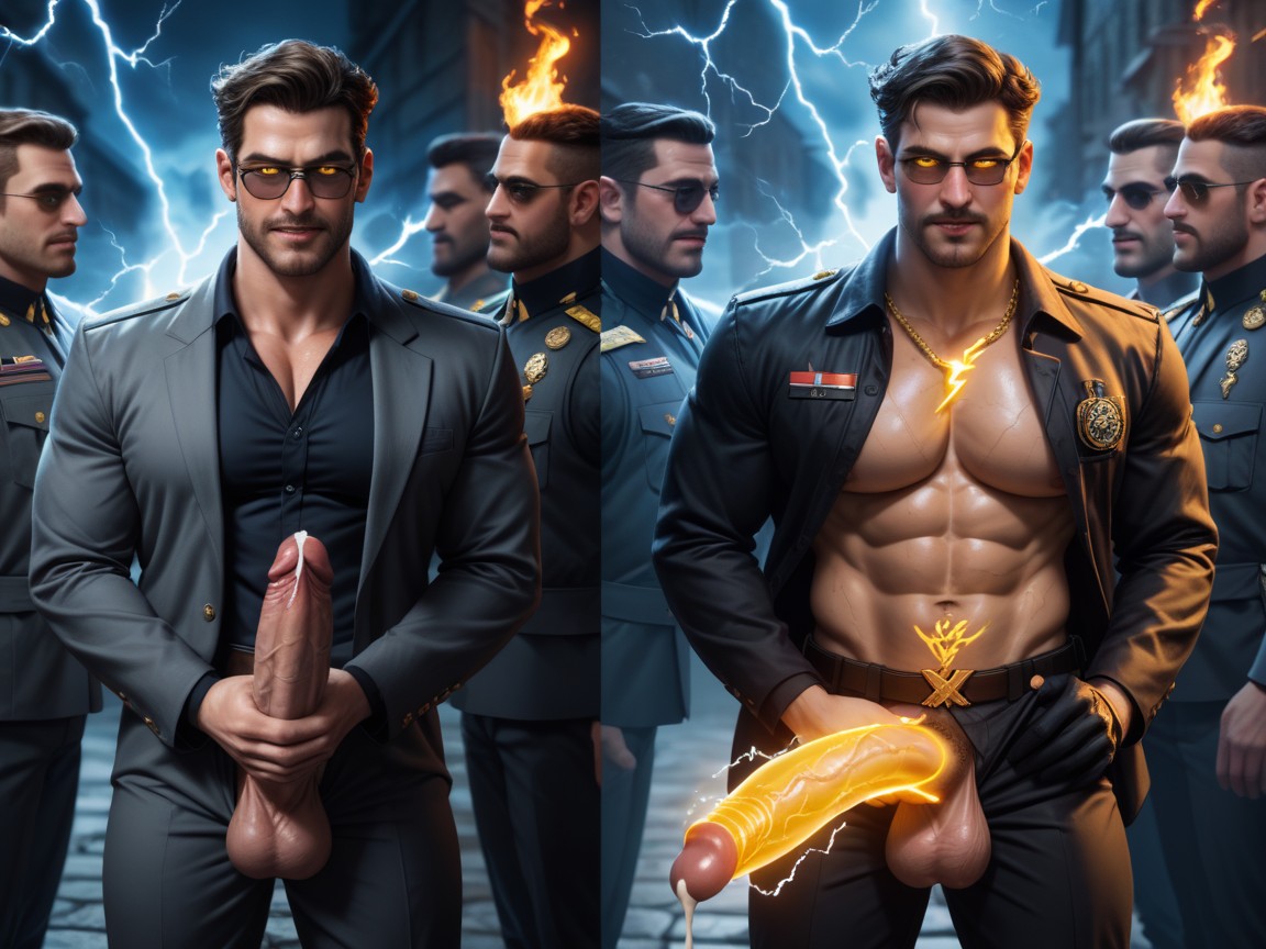 Happy, Electric Penis, Massive Cum Shot AI Gay Porn