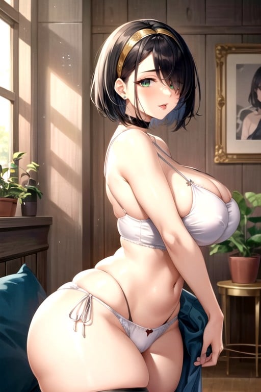 Pink Colored Lighting, Visible Rib Cage, Thick Hips Hentai AI Porn