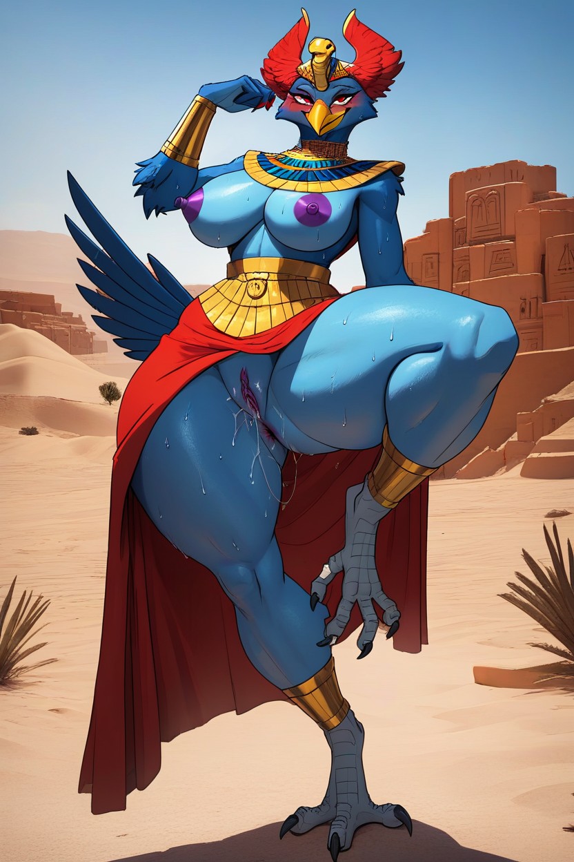 Wide Eyes, Gray Ram Horns, Blushing Furry AI Porn
