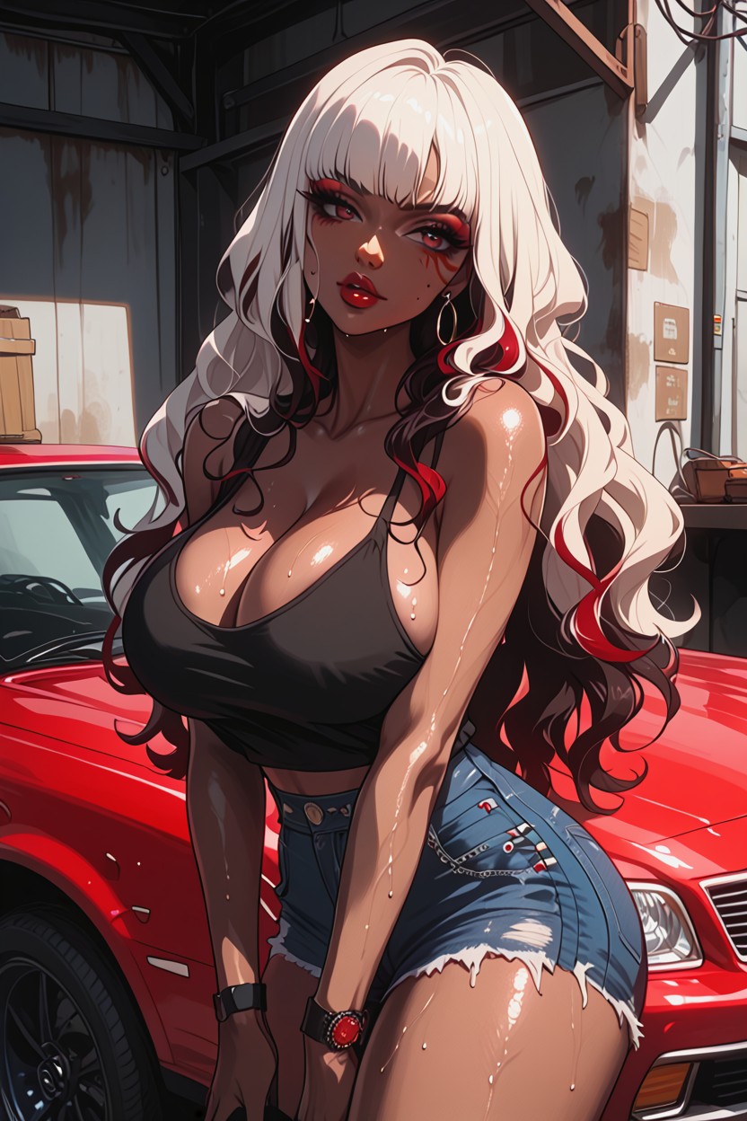 Jean Shorts, Long Hair, Open Hood Hentai AI Porn