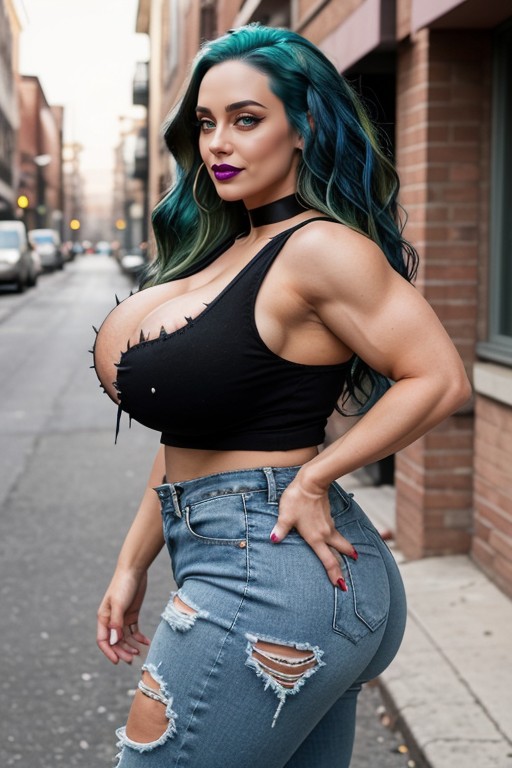 Frontal Pose, Steroid Thighs, Wavy Hair AI Porn