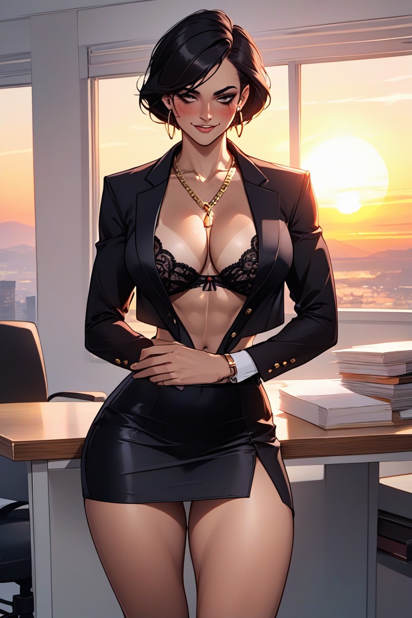 Tan Lines, No Panties, Office AI Porn