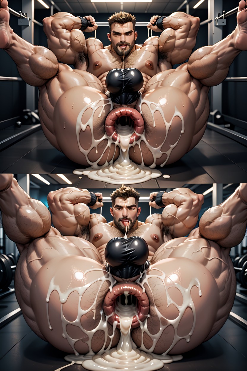 Spreading Ass, Swollen Nipples, Sticky Cum AI Gay Porn