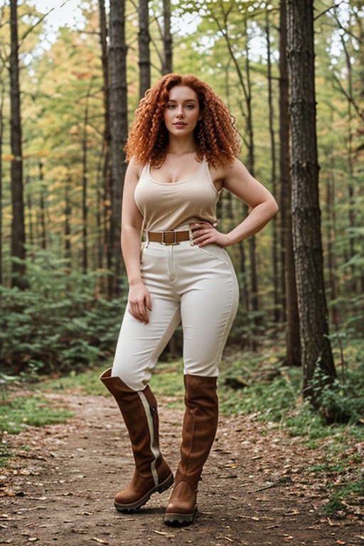 Smirk, Wide Hips, Forest Background AI Porn