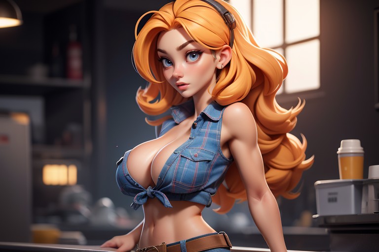Messy Wavy Hair, One Nipple Bulge, Toned Athletic Body Hentai AI Porn