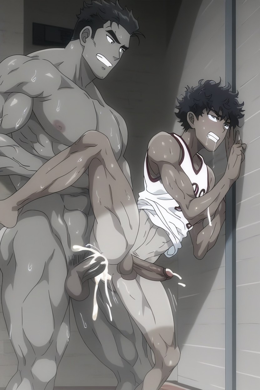 Clenched Teeth, Yard, Low Lean Body AI Gay Porn