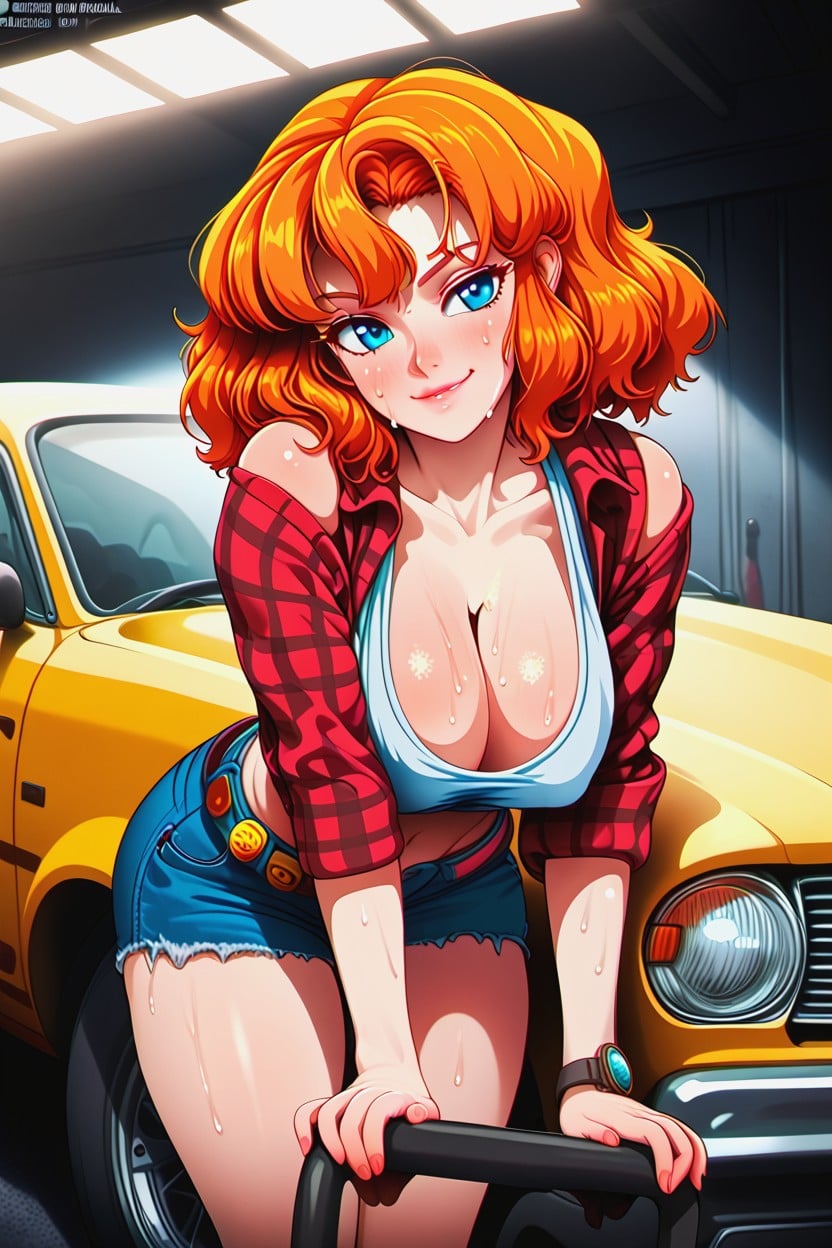 Garage Setting, Curves, Sweaty Hentai AI Porn
