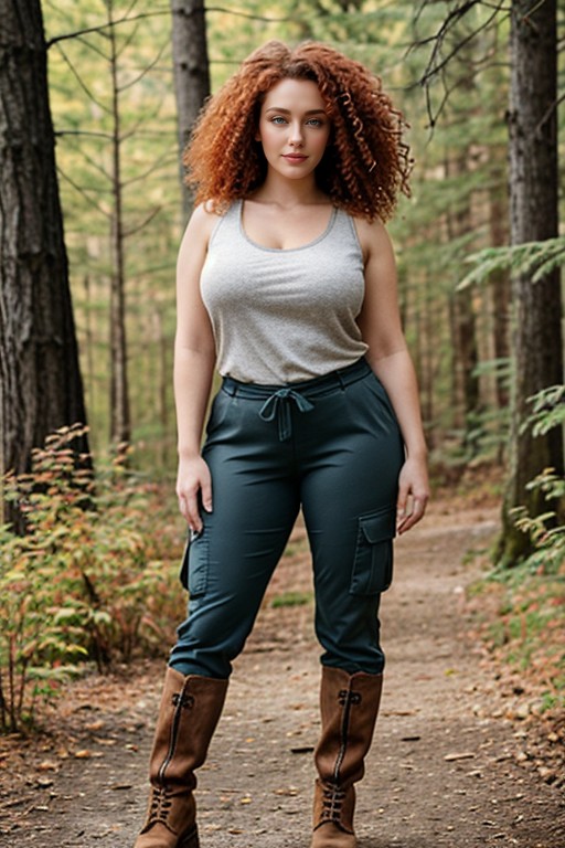 Blue Tank Top, Woman, Large Breast AI Porn