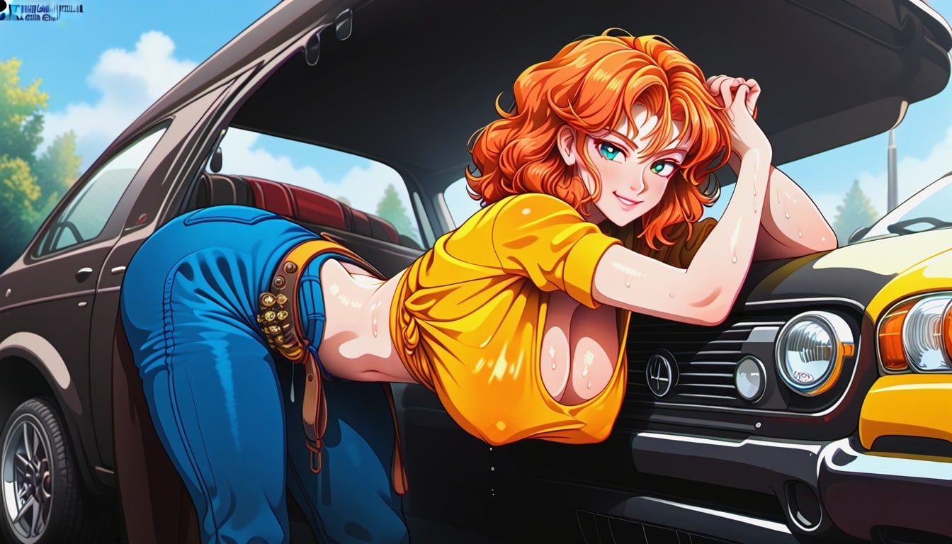 Ginger, Breasts Hanging, Downblose Hentai AI Porn