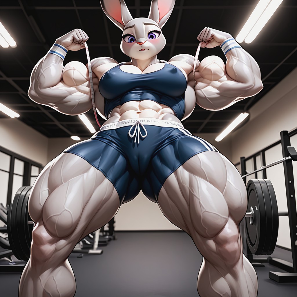 Wasp Waist, Hyper Muscle Growth, Hyper Bodybuilder Furry AI Porn
