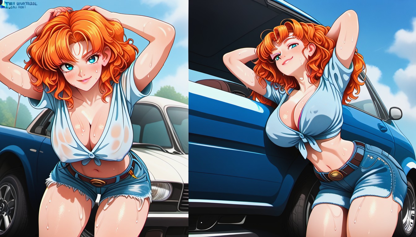 Front View, Blue Jean Bottom-wear, Downblose Hentai AI Porn