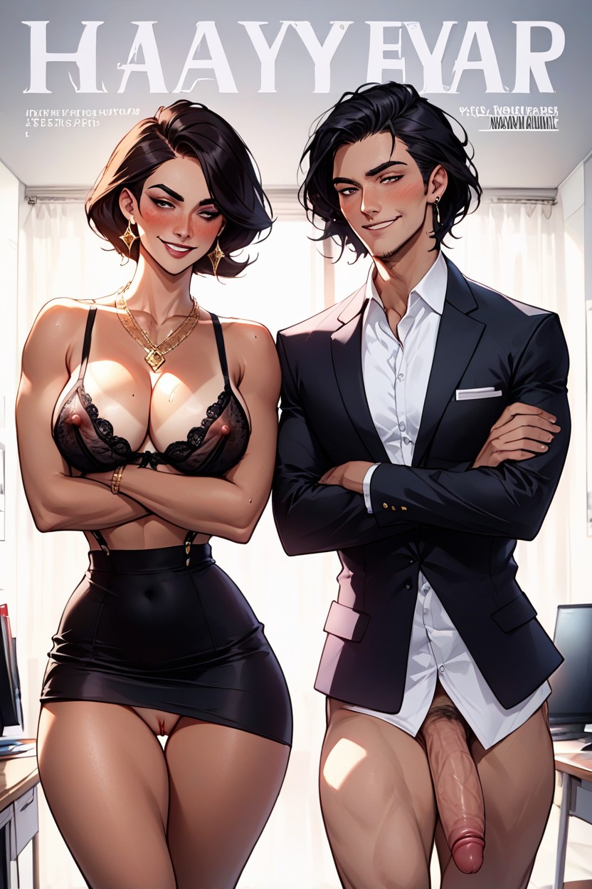 Luxurious Magazine Cover, Horny, Rounded Breast AI Porn