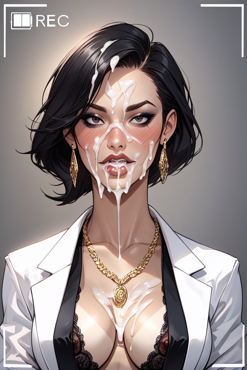 Beautiful Face, Luxurious Magazine Cover, Precum Dripping From Pussy AI Porn