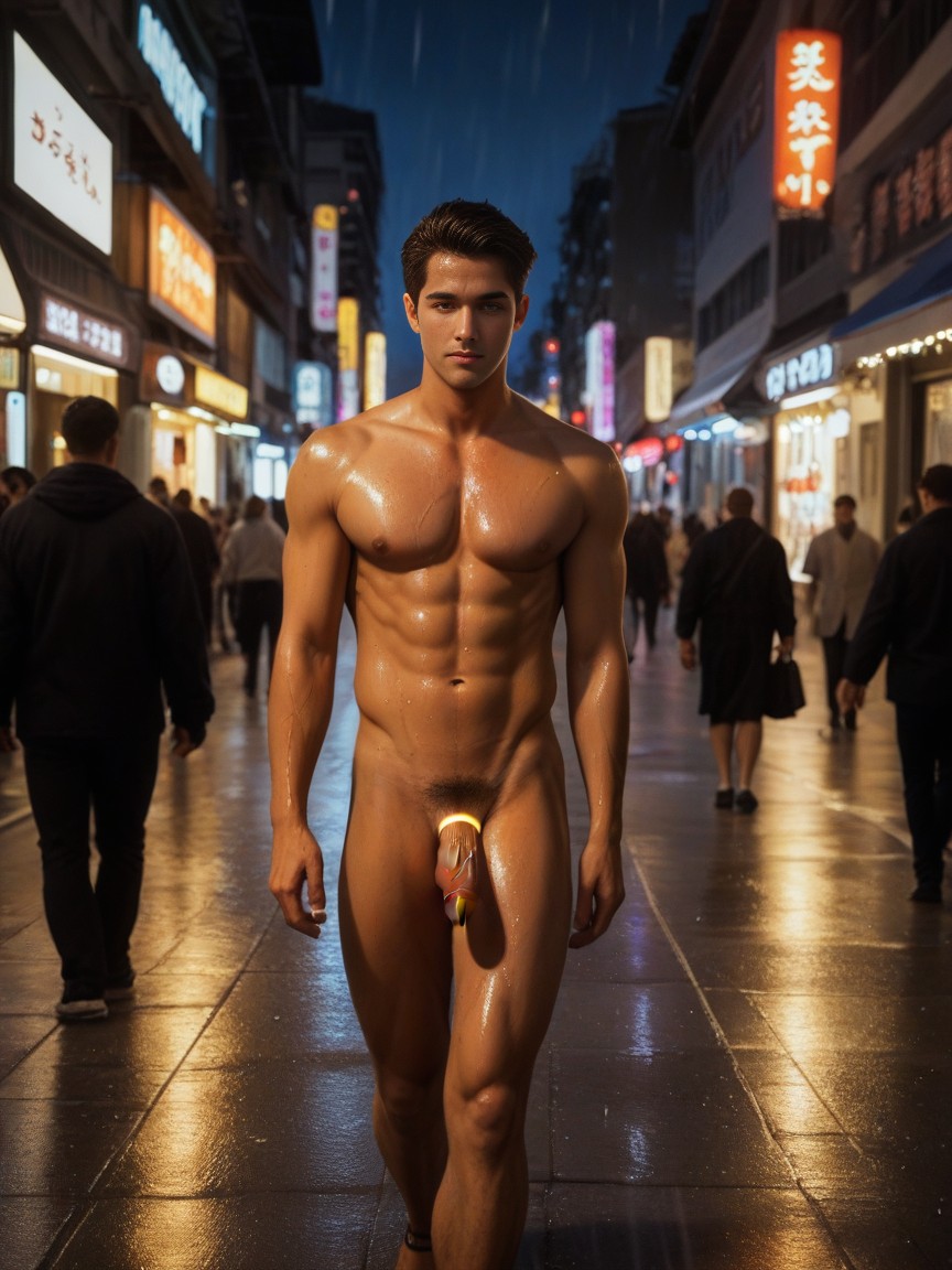 Sweaty, Naked, Glowing Golden Skin AI Gay Porn