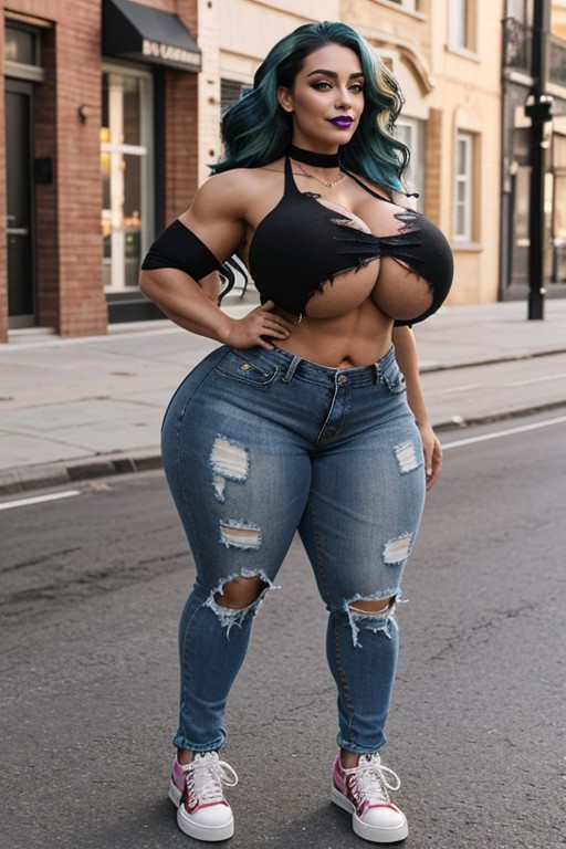 Streets, Extremely Large Steroid Arms, Amazon Goddess AI Porn
