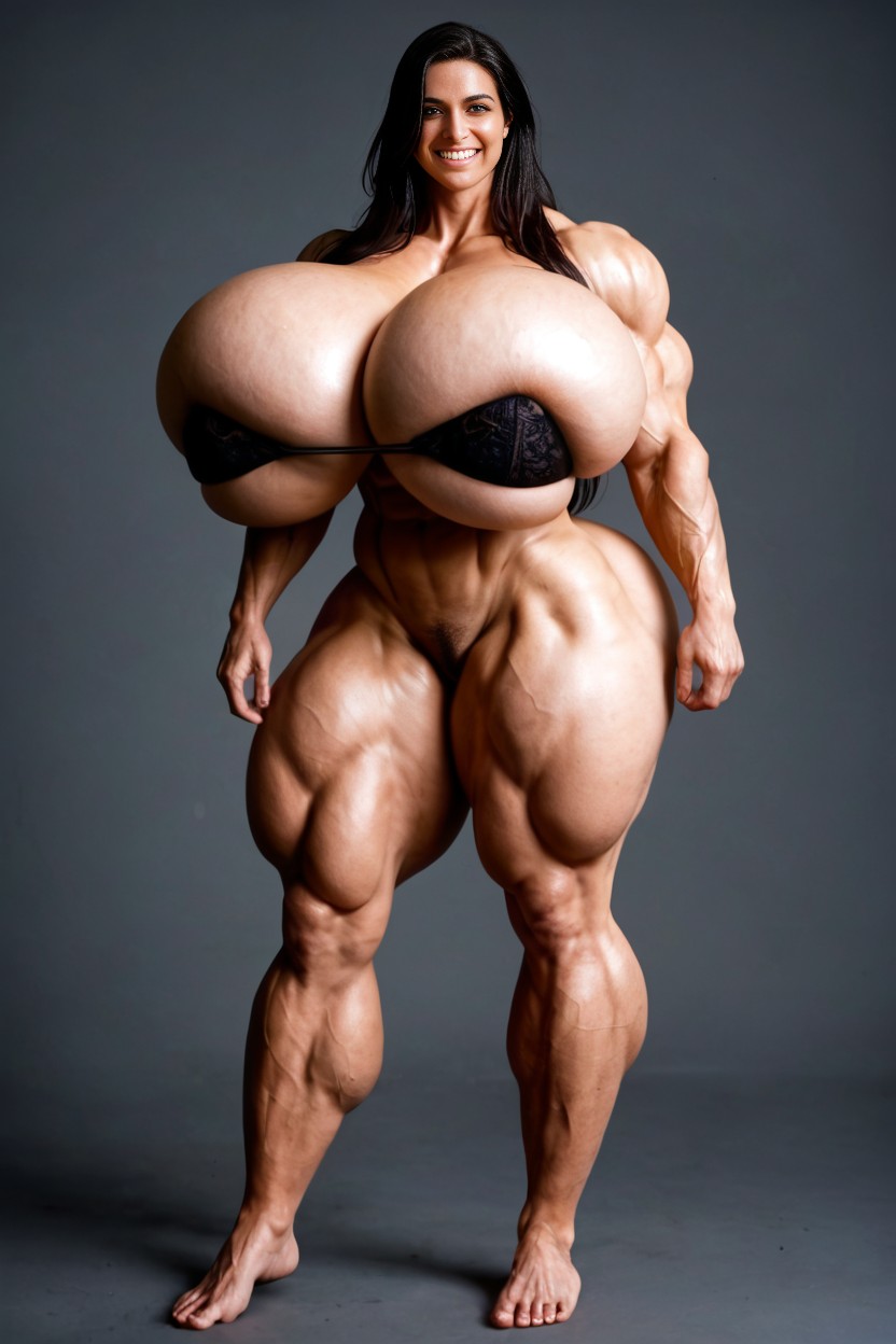 Steroid Thick Thighs, Oversized Steroid Biceps, Extremely Long Hair AI Porn