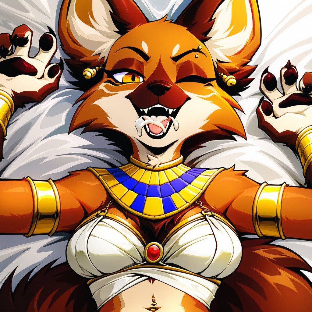 Huge Amount Of Cum, Close Up, Amber Eyes Furry AI Porn