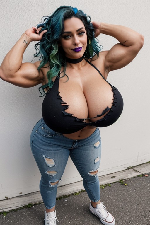 Standing, Front View, Bright Green Eyes AI Porn