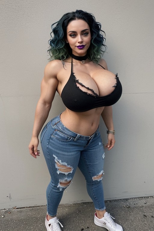 Extremely Veiny Arms, Ripped Jeans Pants, Standing AI Porn