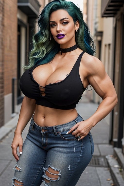 Amazon Goddess, Extremely Wide Hips, Extremely Steroid Muscular AI Porn