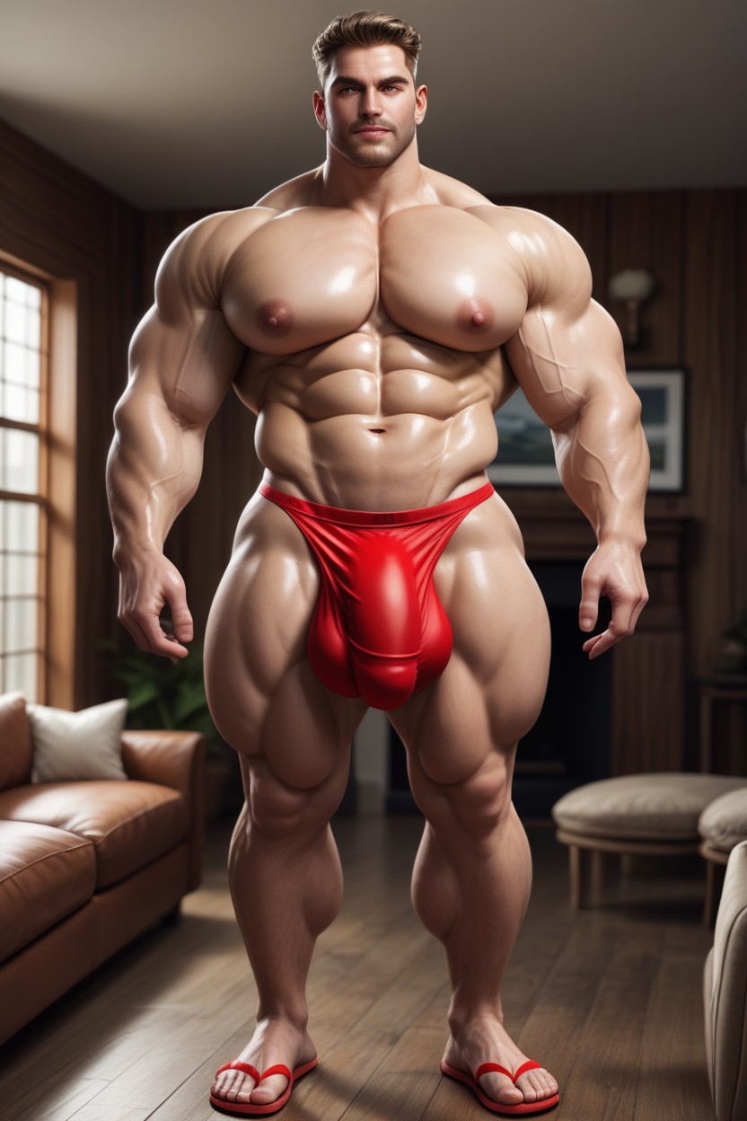 Thick Girthy Cock, One Naked, Pale Skin AI Gay Porn
