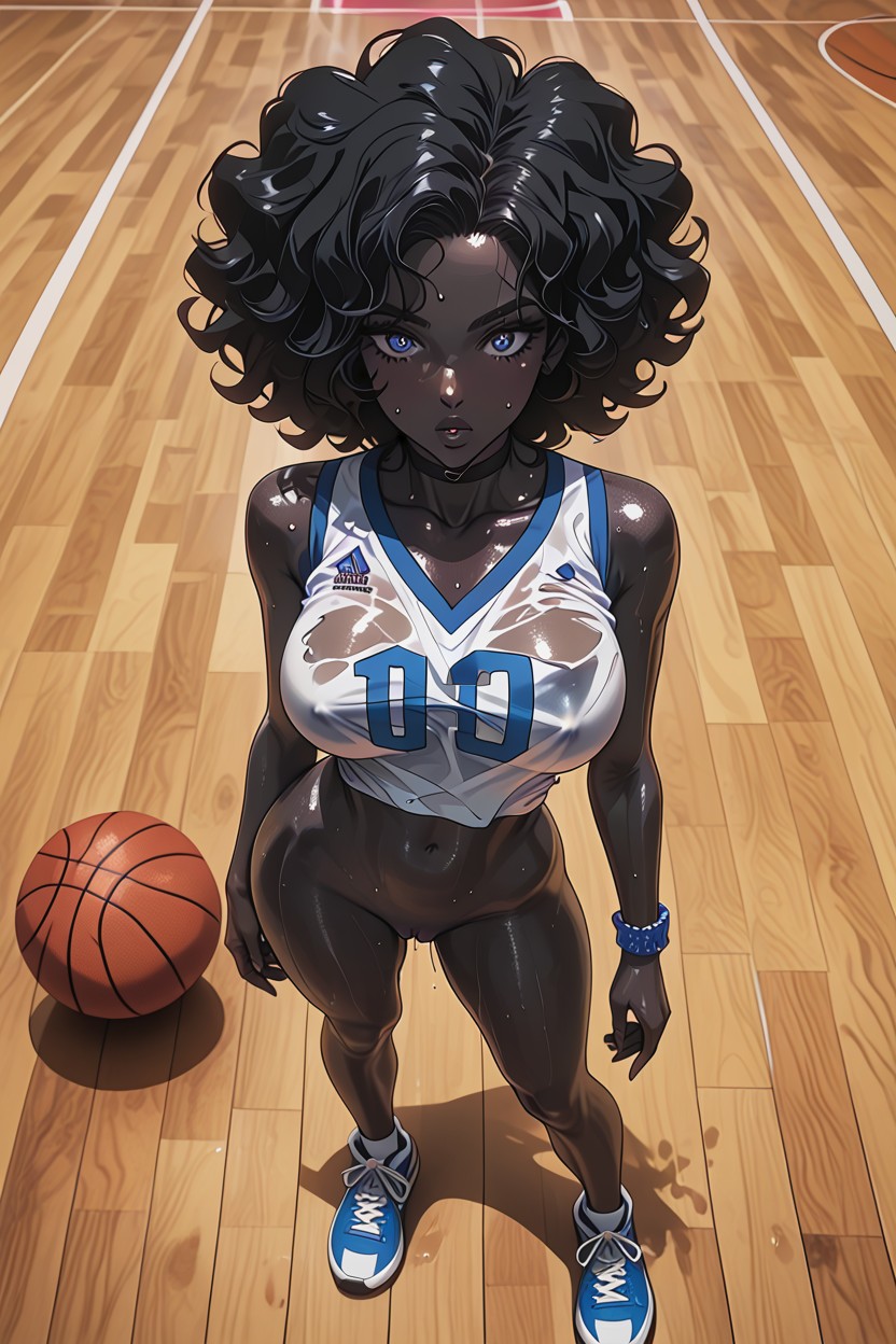 Hyper Black Skin, Black Hair, Rounded Ass AI Porn